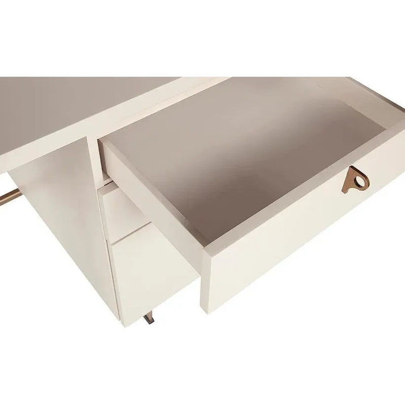 Celine Desk - Cream With Antique Brass-Home Office Desks-SUNPAN-LOOMLAN