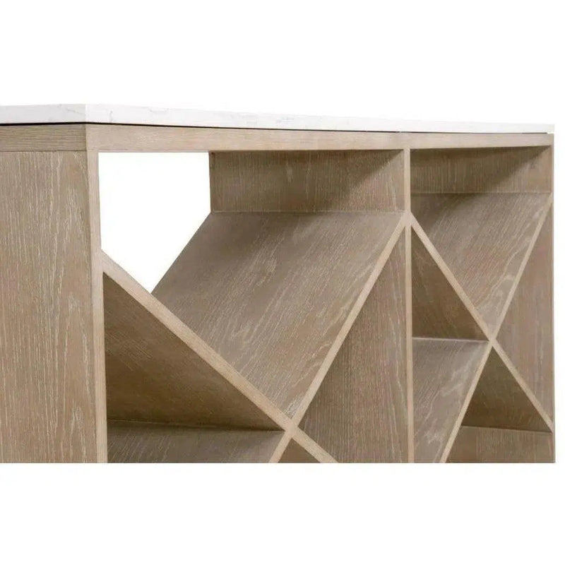 Cellar Console Table Gray Oak White Quartz