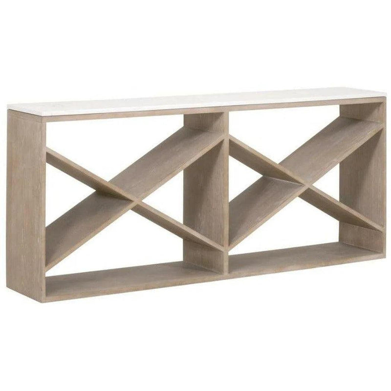 Cellar Console Table Gray Oak White Quartz