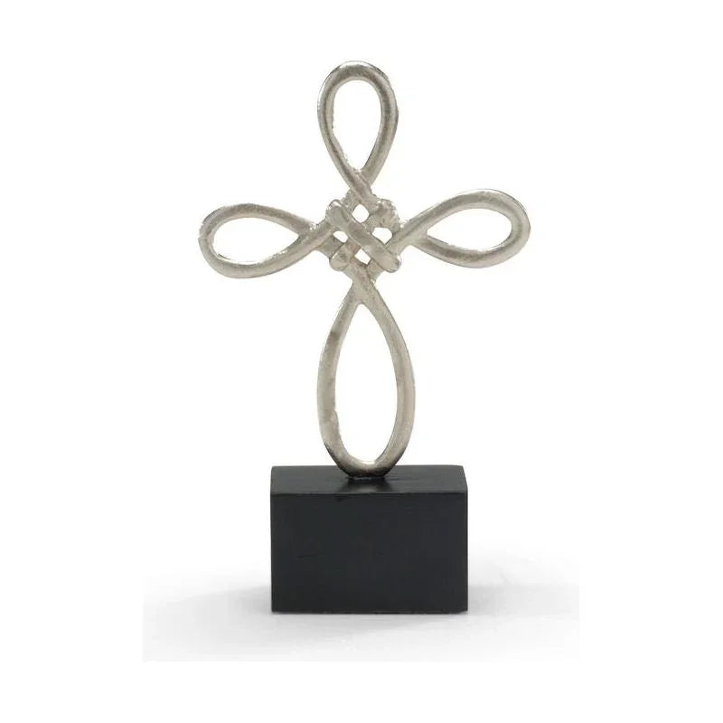 Celtic Cross Silver Sculpture Home Decor | LOOMLAN