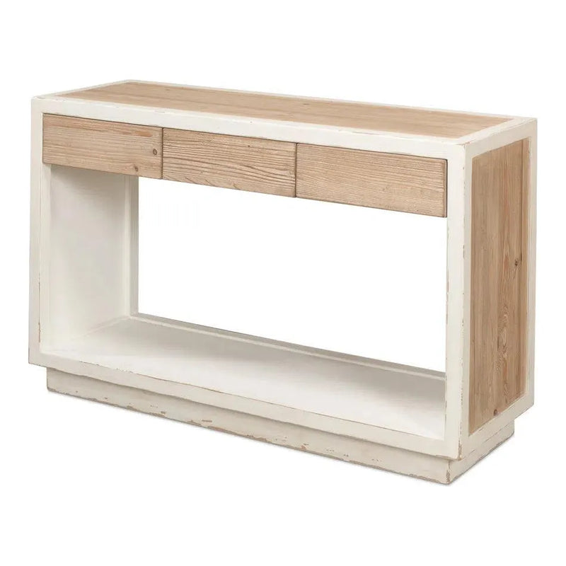 Center Drawer Console Table Storage Two Tone Wood