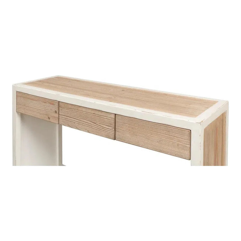 Center Drawer Console Table Storage Two Tone Wood