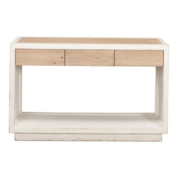 Center Drawer Console Table Storage Two Tone Wood