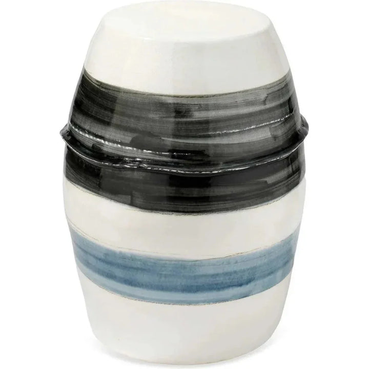 Ceramic Horizon Striped Mid Century Side Table - LOOMLAN - Jamie Young - Side Tables