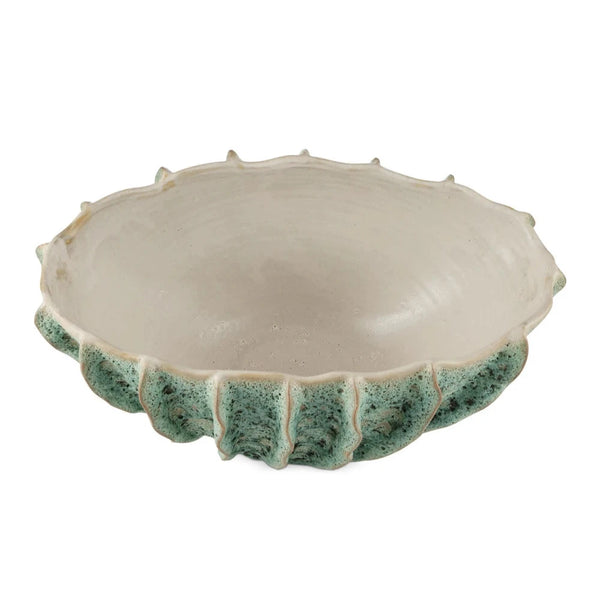 Ceramic Sunken Boat Oval Green Bowl-Boxes & Bowls-Currey & Co-LOOMLAN