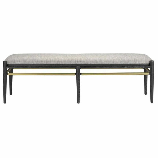 Ceruse Black Brushed Brass Visby Smoke Black Bench Bedroom Benches LOOMLAN By Currey & Co