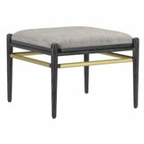 Ceruse Black Brushed Brass Visby Smoke Black Ottoman Ottomans LOOMLAN By Currey & Co
