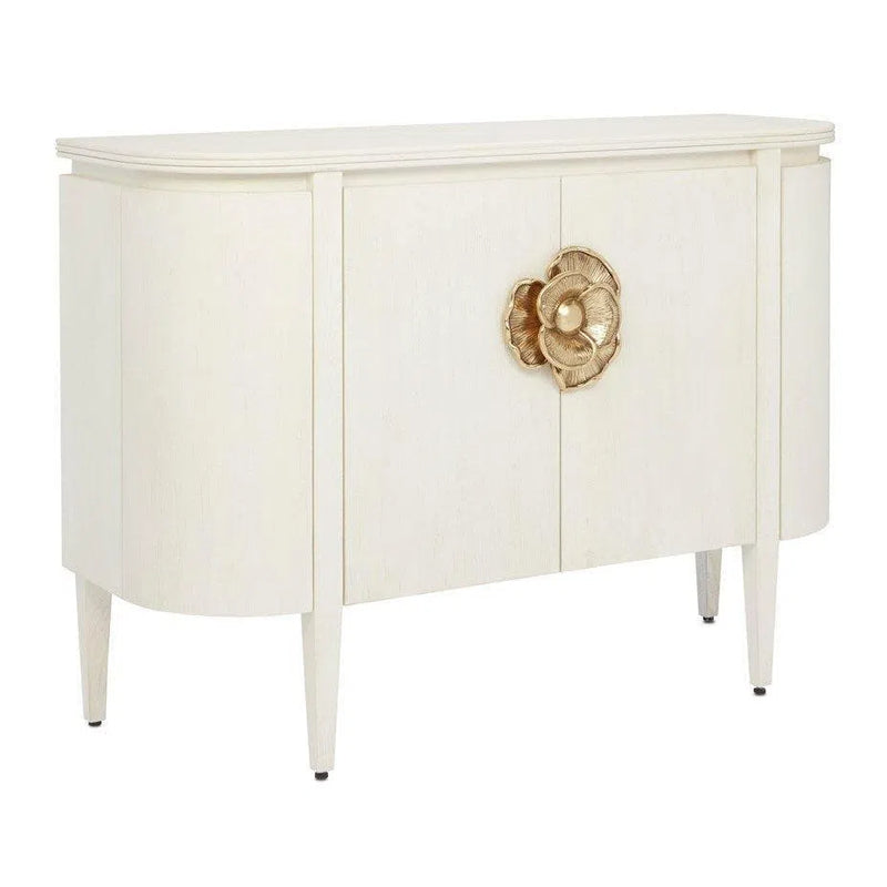 Ceruse White Brass Briallen White Demi-Lune Accent Cabinets LOOMLAN By Currey & Co
