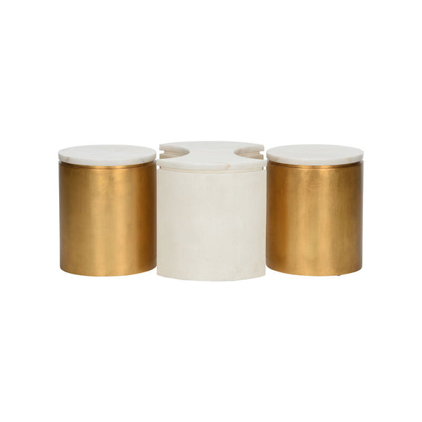 Chain Marble Top Barrel Shaped Table Set-Coffee Tables-Chelsea House-LOOMLAN