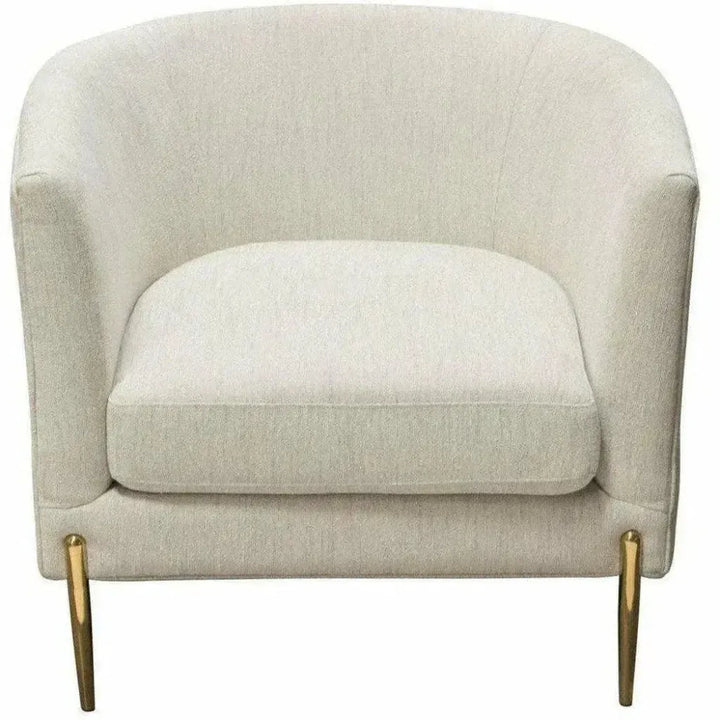Chair in Light Cream Fabric with Gold Metal Legs - LOOMLAN - Diamond Sofa - Club Chairs