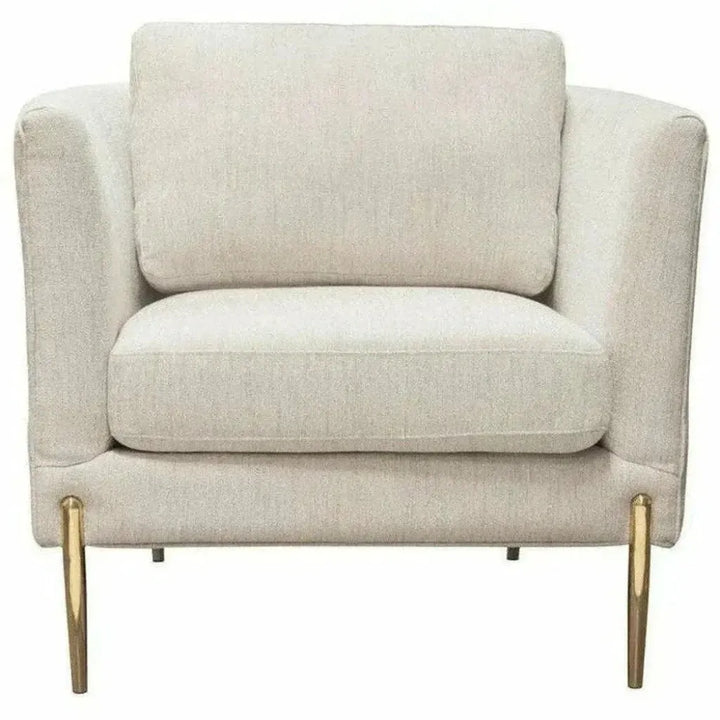 Chair in Light Cream Fabric with Gold Metal Legs - LOOMLAN - Diamond Sofa - Club Chairs