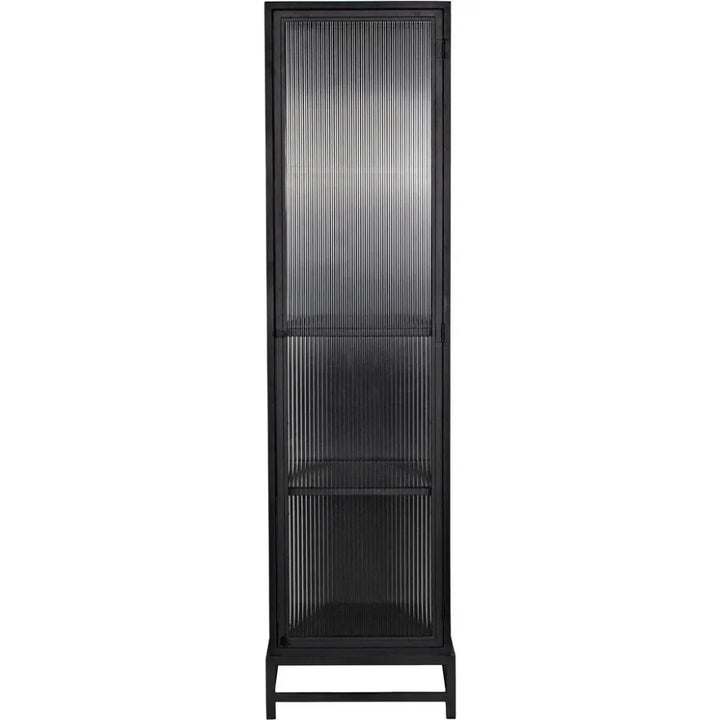 Chandler Tall Glass Display Curio Cabinet Black Metal - LOOMLAN - Noir - Bookcases