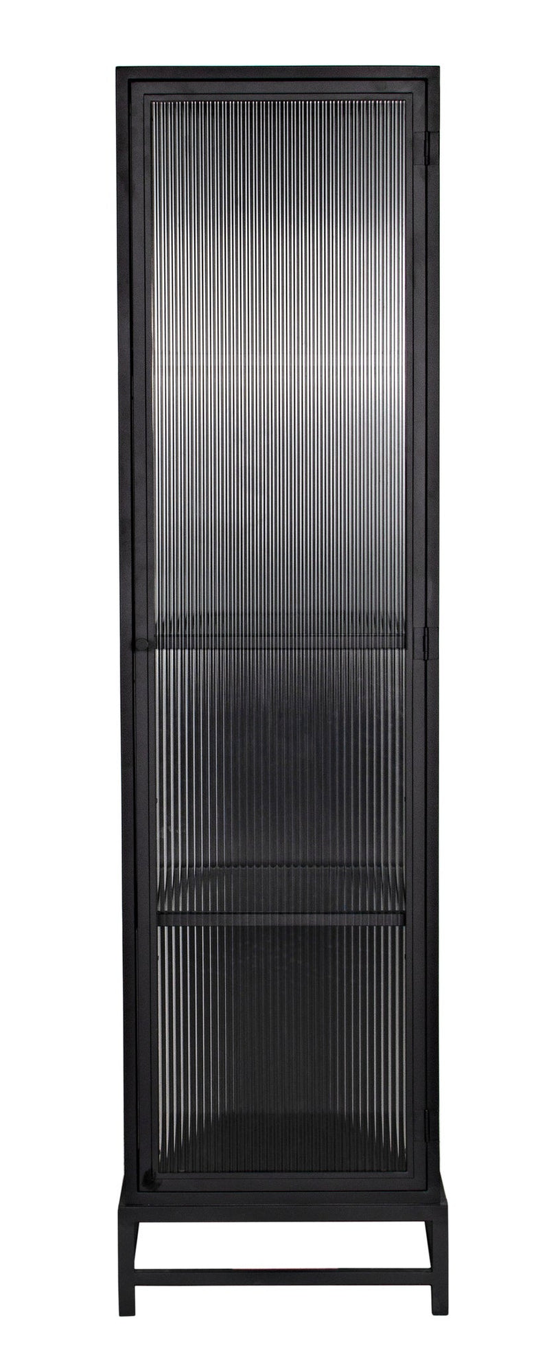 Chandler Tall Glass Display Curio Cabinet Black Metal-Buffets & Curios-Noir-LOOMLAN
