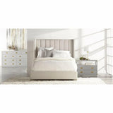 Chandler Wingback Cream Velvet Modern Platform Queen Bed Frame Beds LOOMLAN By Essentials For Living