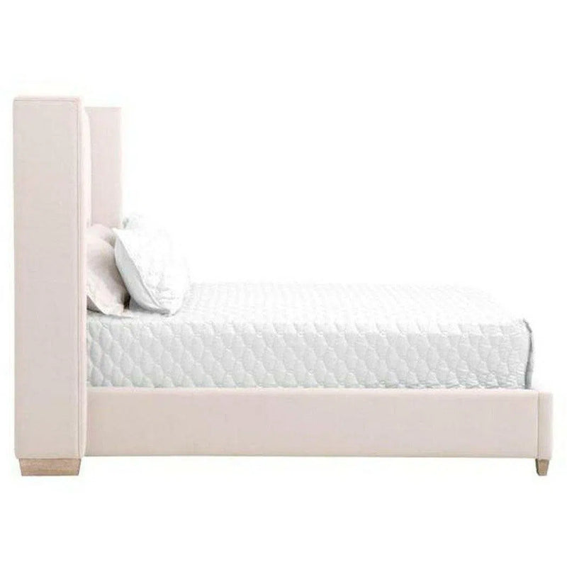 Chandler Wingback Cream Velvet Modern Platform Queen Bed Frame Beds LOOMLAN By Essentials For Living