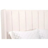 Chandler Wingback Cream Velvet Platform Standard King Bed Frame Beds LOOMLAN By Essentials For Living