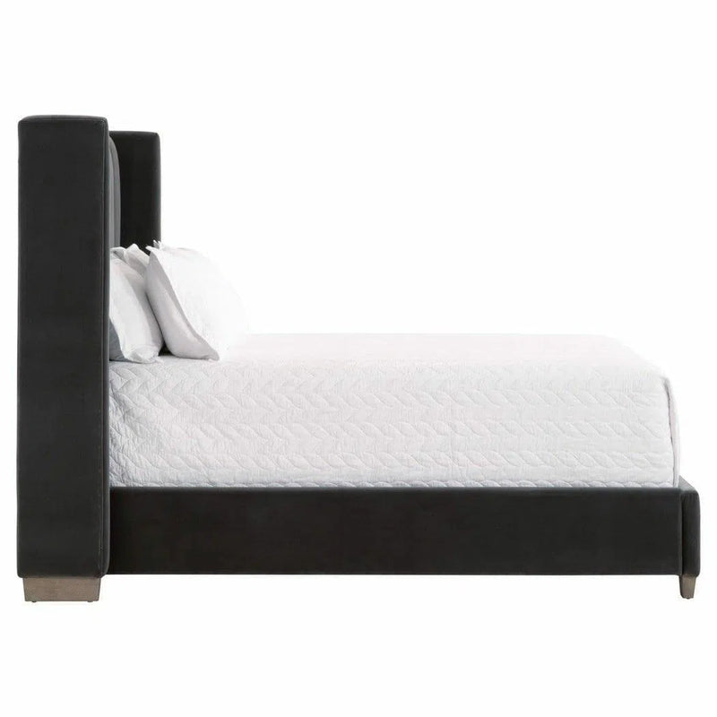 Chandler Wingback Dark Gray Velvet Platform California King Bed Frame Beds LOOMLAN By Essentials For Living