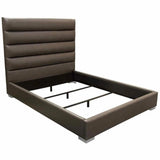 Channel Tufted Dark Grey Leather Bed Frame-Beds-Diamond Sofa-LOOMLAN