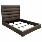 Channel Tufted Dark Grey Leather Bed Frame-Beds-Diamond Sofa-King-LOOMLAN