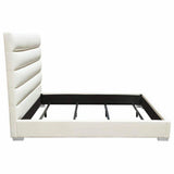 Channel Tufted Eastern King Bed in White Leatherette Beds LOOMLAN By Diamond Sofa