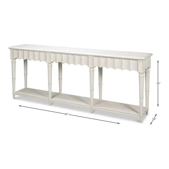 Chantal Console Table Drawers & Storage Antique White - LOOMLAN - Sarreid - Console Tables