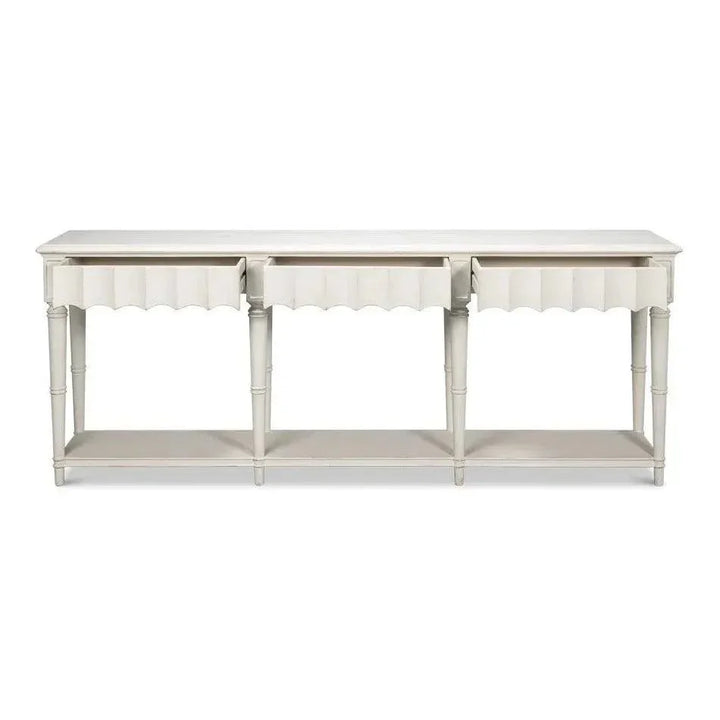 Chantal Console Table Drawers & Storage Antique White - LOOMLAN - Sarreid - Console Tables