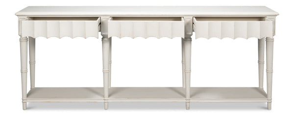 Chantal Console Table With Drawers and Storage in Antique White-Console Tables-Sarreid-LOOMLAN