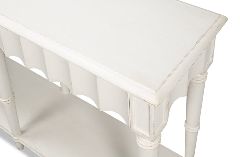 Chantal Console Table With Drawers and Storage in Antique White-Console Tables-Sarreid-LOOMLAN
