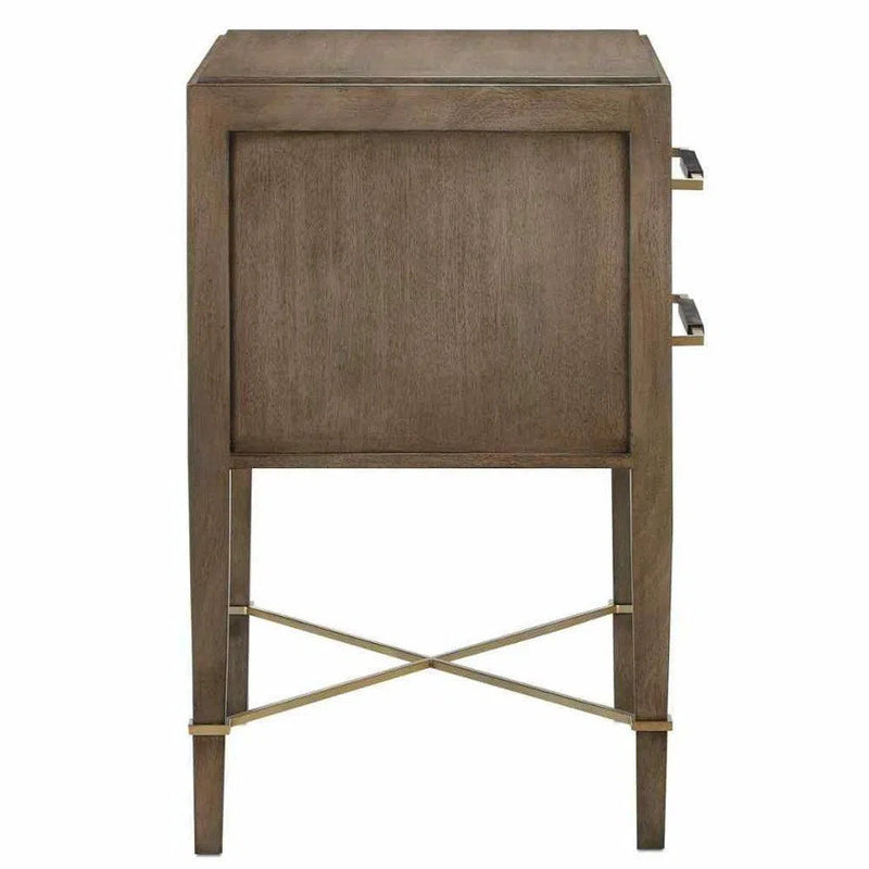 Chanterelle Coffee Champagne Verona Brown 2 Drawer Nightstand Accent Cabinets LOOMLAN By Currey & Co