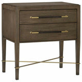 Chanterelle Coffee Champagne Verona Brown 2 Drawer Nightstand Accent Cabinets LOOMLAN By Currey & Co