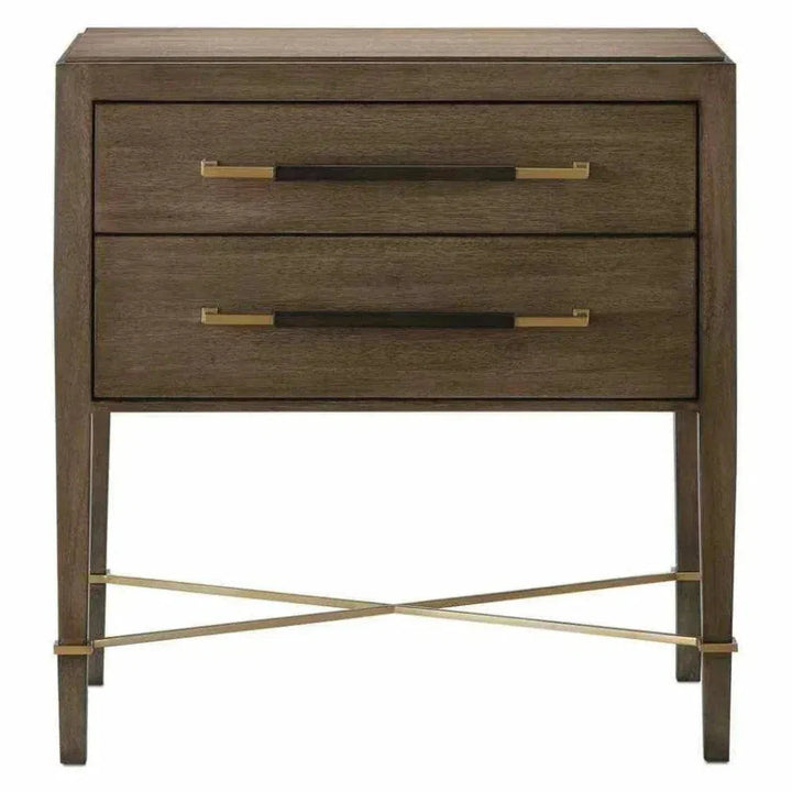 Chanterelle Verona Brown 2 Drawer Nightstand - LOOMLAN - Currey & Co - Nightstands