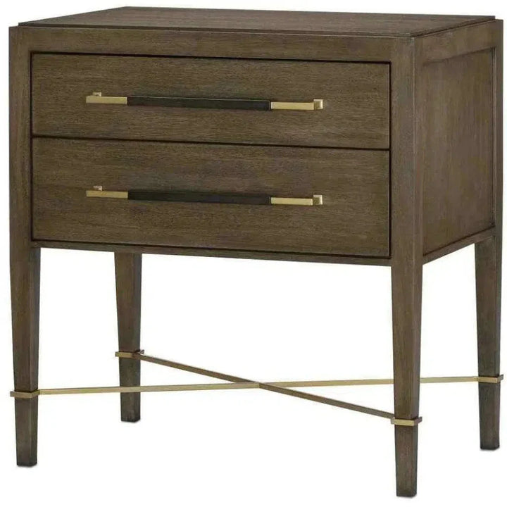 Chanterelle Verona Brown 2 Drawer Nightstand - LOOMLAN - Currey & Co - Nightstands