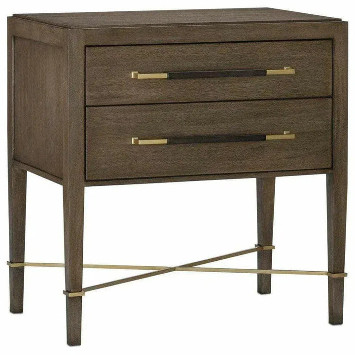Chanterelle Verona Brown 2 Drawer Nightstand - LOOMLAN - Currey & Co - Nightstands