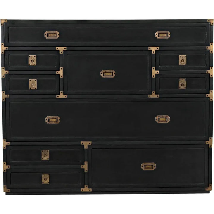 Charles Wood and Brass Black Chest - LOOMLAN - Noir - Chests