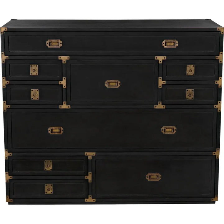 Charles Wood and Brass Black Chest - LOOMLAN - Noir - Chests