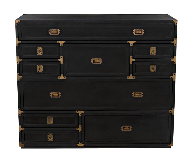 Charles Wood and Brass Black Chest-Chests-Noir-LOOMLAN