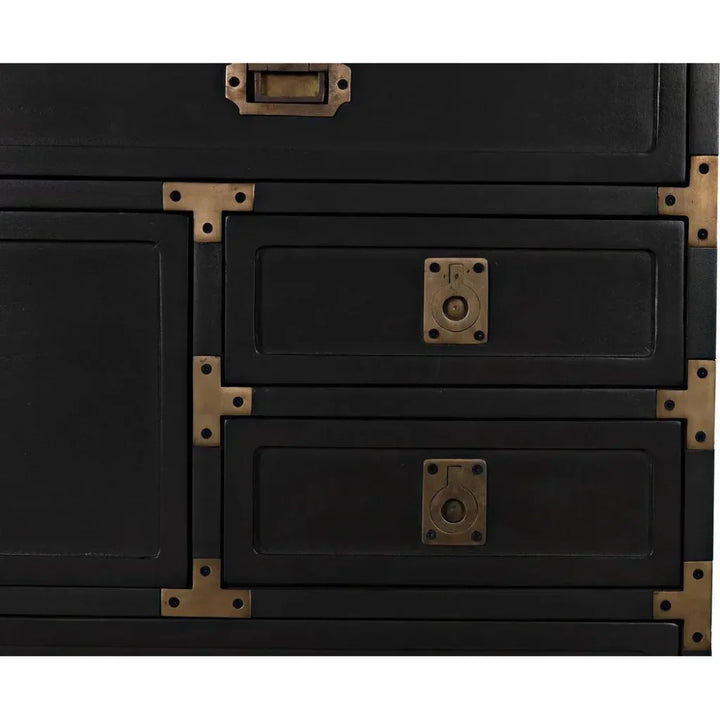 Charles Wood and Brass Black Chest - LOOMLAN - Noir - Chests