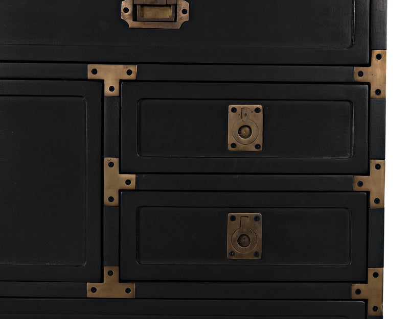 Charles Wood and Brass Black Chest-Chests-Noir-LOOMLAN