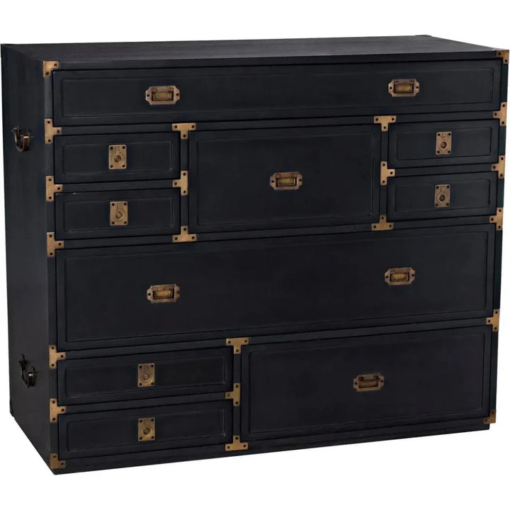 Charles Wood and Brass Black Chest - LOOMLAN - Noir - Chests
