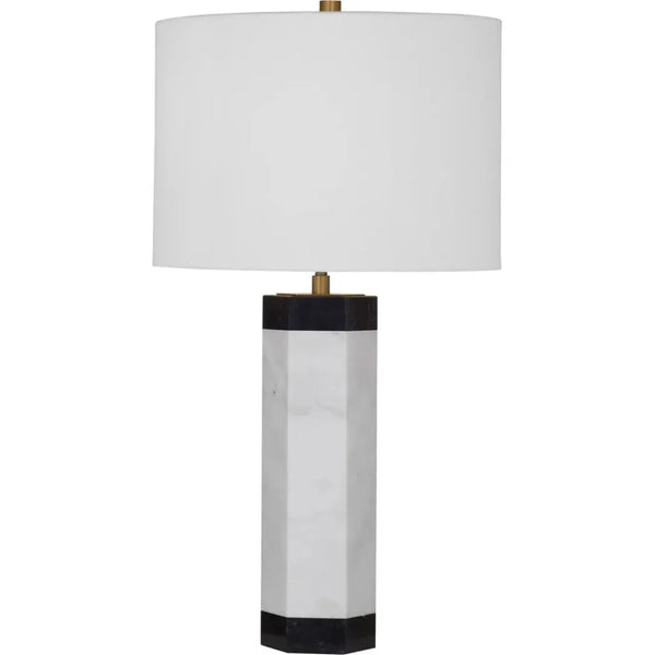 Charlie White Marble and Metal Table Lamp - LOOMLAN - Table Lamps