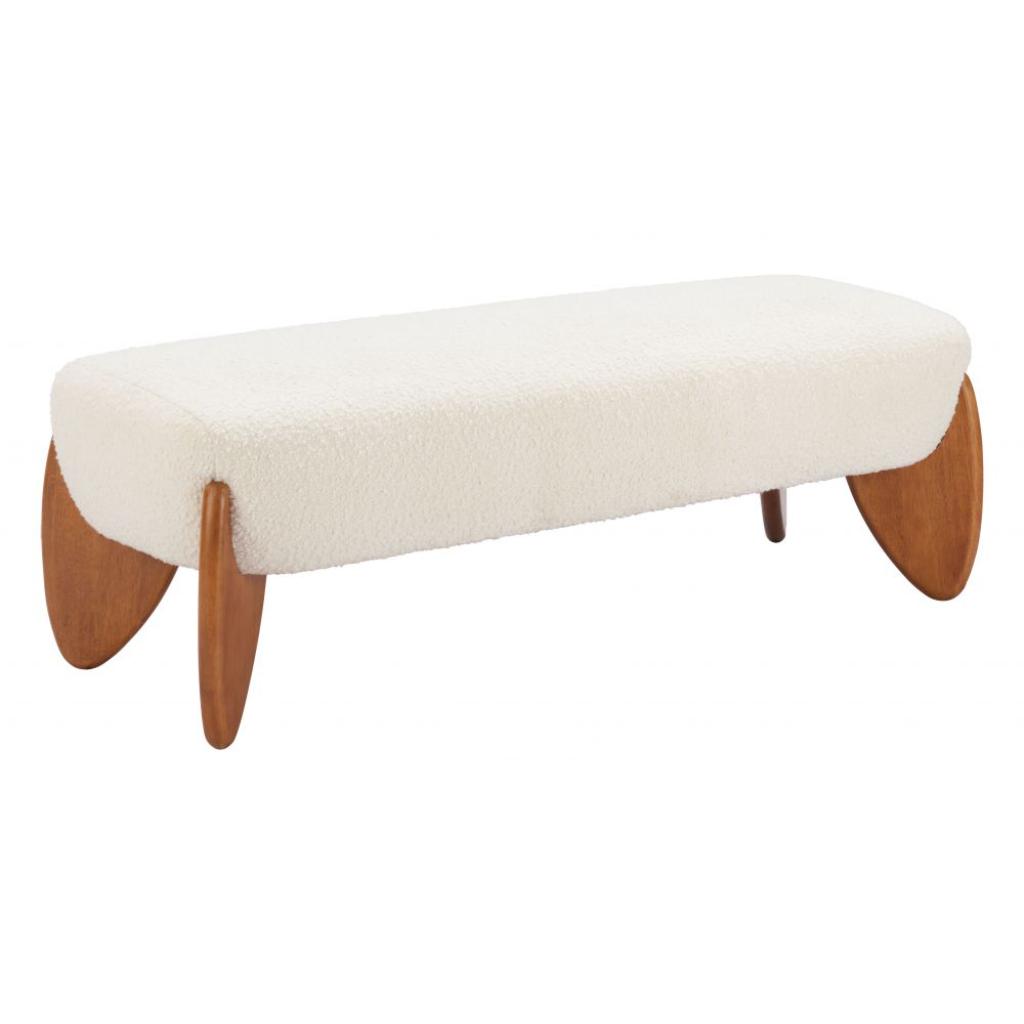 Get Charm Bench Ivory Modern Design With Textured Fabric – LOOMLAN