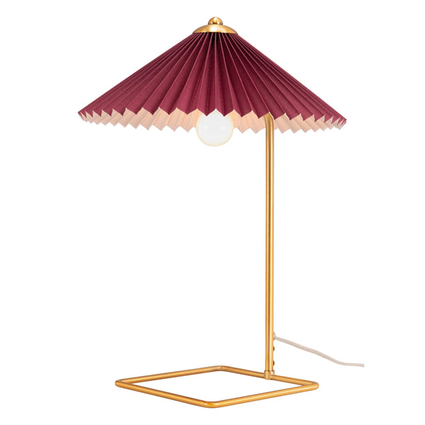 Charo Table Lamp Red & Gold Table Lamps LOOMLAN By Zuo Modern