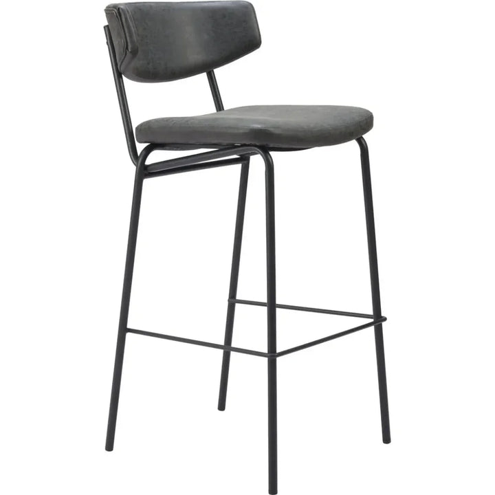 Charon Barstool (Set of 2) Vintage Black - LOOMLAN - Zuo Modern - Bar Stools