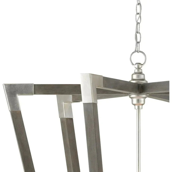 Chateau Gray Silver Leaf Bastian Large Gray Lantern - LOOMLAN - Currey & Co - Pendants