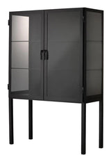 Chauncey Wide Black Curio Cabinet Glass Doors Bookcases LOOMLAN By Jamie Young