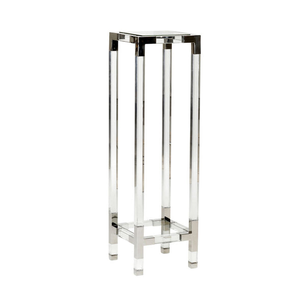 Chelsea Acrylic Framed Clear Pedestal-Side Tables-Chelsea House-Large-Silver-LOOMLAN