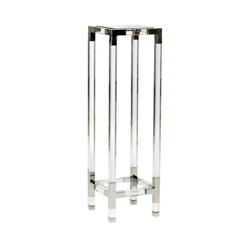 Chelsea Acrylic Framed Clear Pedestal-Side Tables-Chelsea House-Large-Silver-LOOMLAN