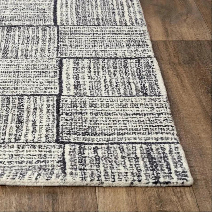 Ches Geometric Charcoal Area Rugs For Living Room - LOOMLAN - LOOMLAN - Area Rugs