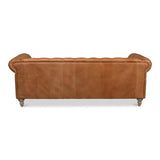 Chesterfield Kingston Sofa Tan Leather 2 Cushions Sofas & Loveseats LOOMLAN By Sarreid