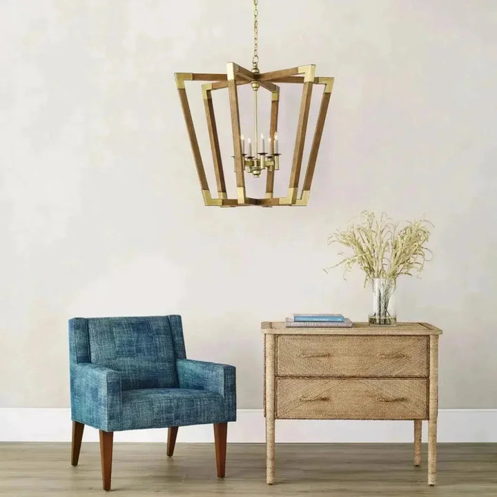 Chestnut Brass Bastian Large Lantern - LOOMLAN - Currey & Co - Pendants